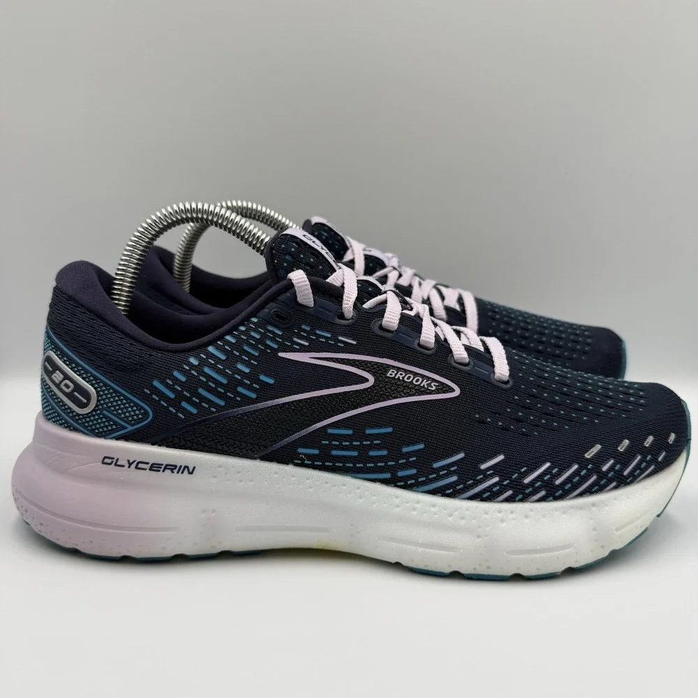 Brooks Glycerin‎ 20 Blue Running Shoes Women's Size 9.5 White Athletic Sneakers